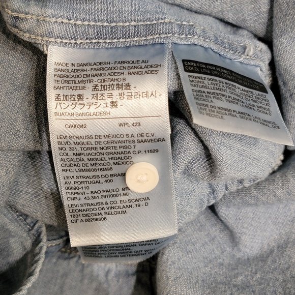 Levis Joni Denim Jean Dress Women’s Small Blue Sleeveless Tiered Button Front - Picture 7 of 8